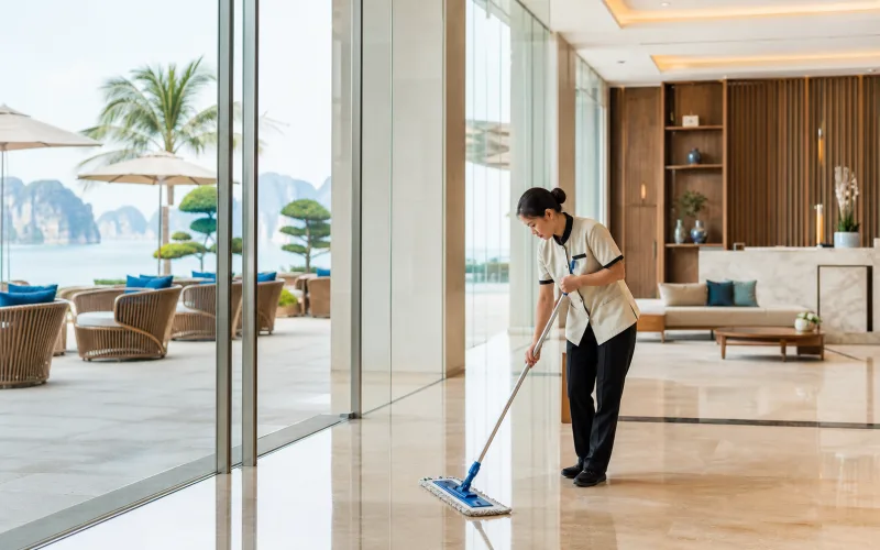 Vệ sinh công nghiệp cơ sở du lịch Bãi Cháy Vệ sinh cơ sở du lịch tại Bãi Cháy - khách sạn, nhà hàng và spa ven vịnh Hạ Long