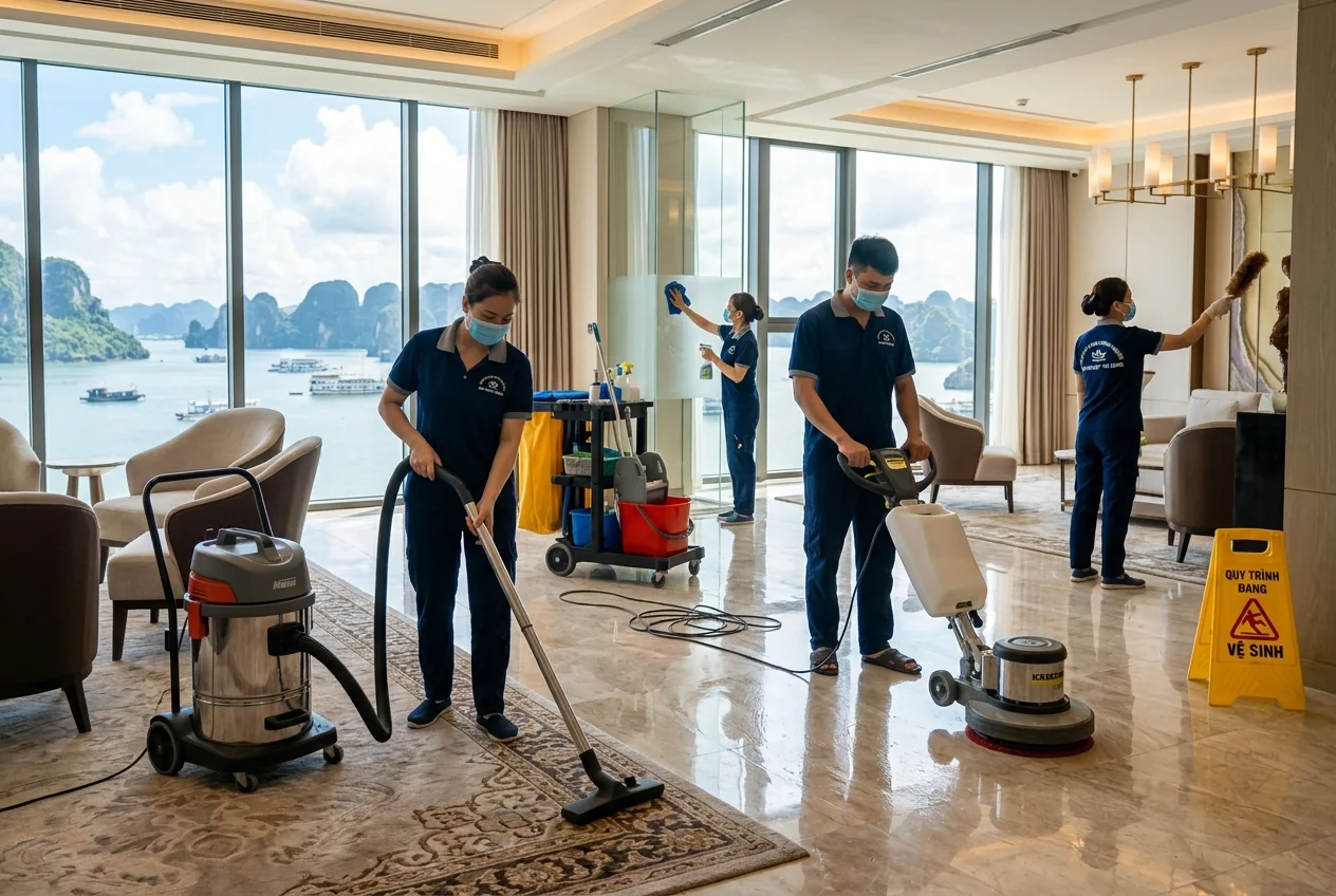 Vệ sinh công nghiệp Bãi Cháy - Hạ Long Dịch vụ vệ sinh công nghiệp tại Bãi Cháy, Hạ Long - khách sạn, nhà hàng và cơ sở kinh doanh