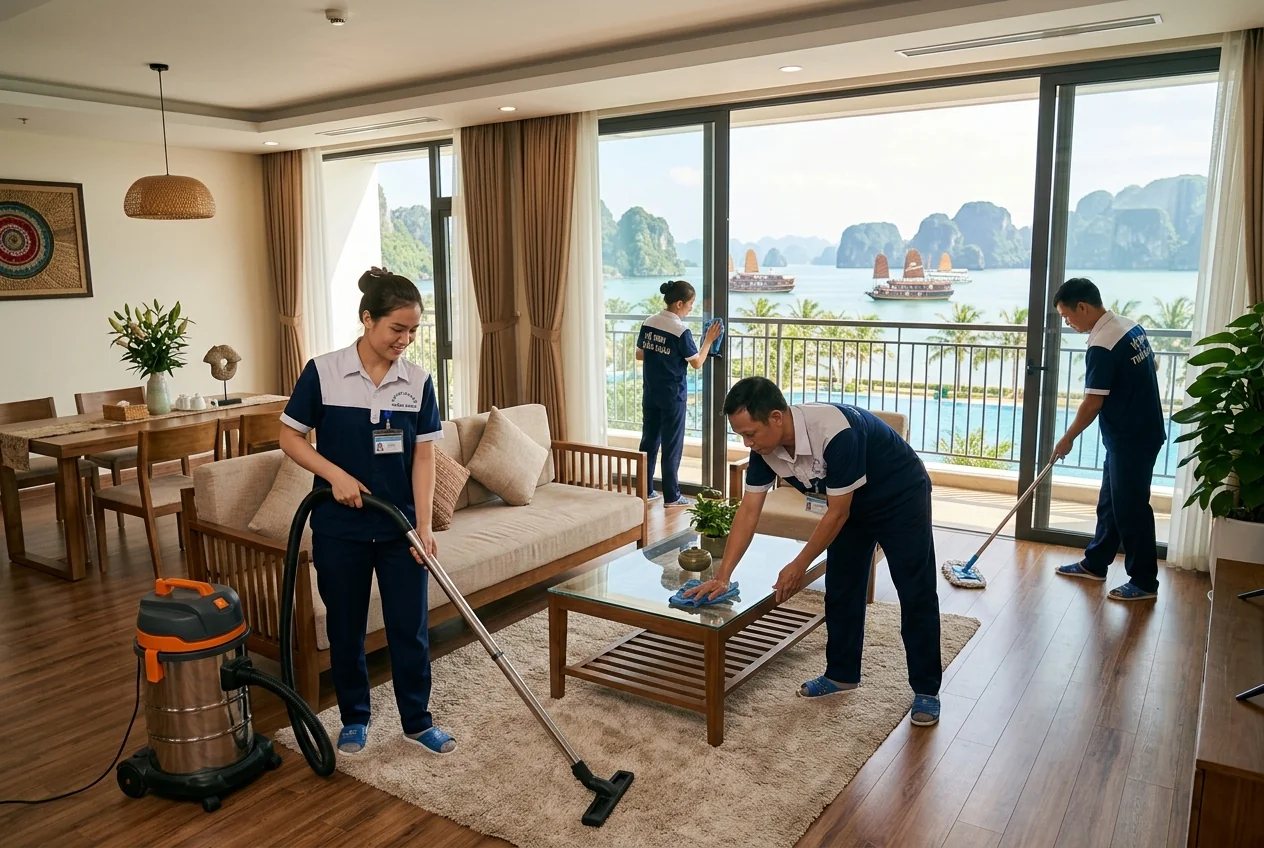 Vệ sinh công nghiệp Tuần Châu - Hạ Long Dịch vụ vệ sinh công nghiệp tại đảo Tuần Châu, Hạ Long - resort, condotel và công trình