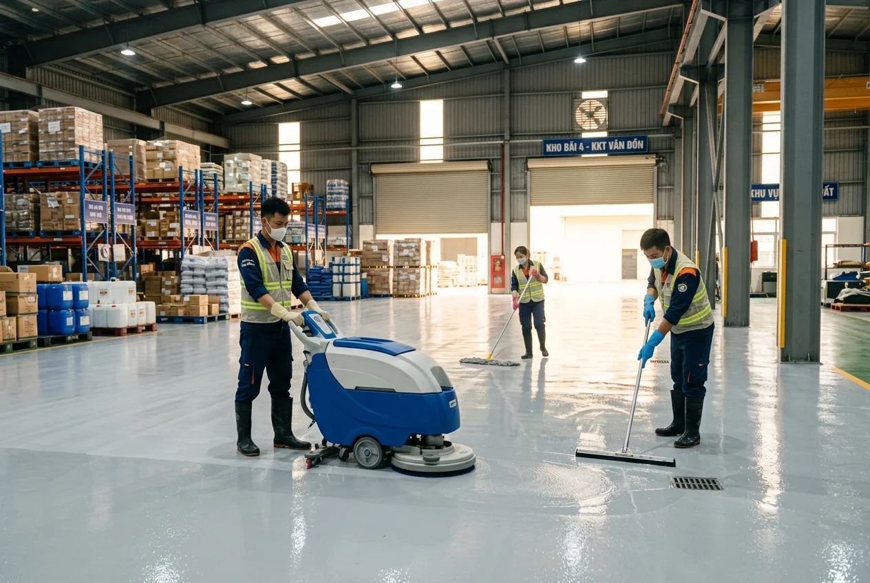 Vệ sinh nhà xưởng và kho bãi trong khu kinh tế Vân Đồn, Quảng Ninh