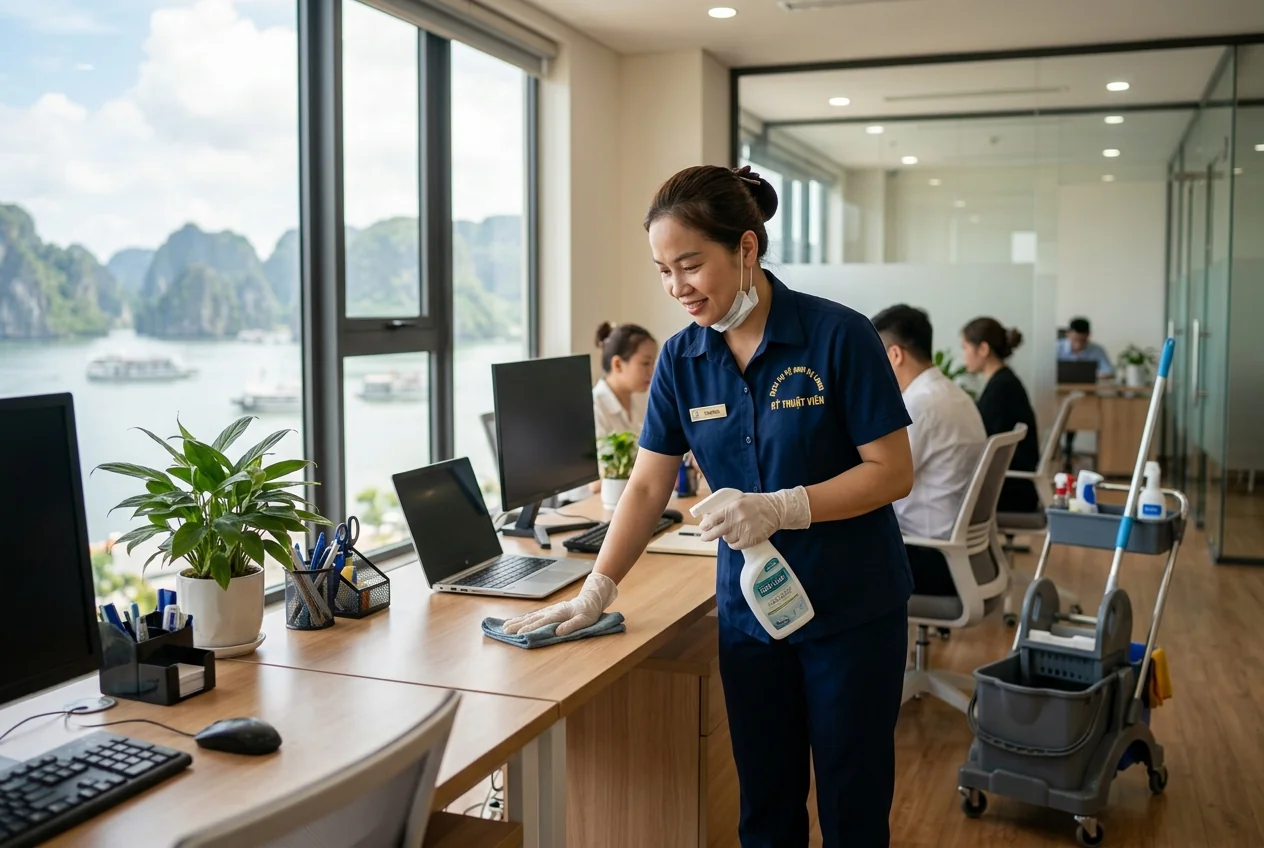 Giá tạp vụ theo giờ và theo tháng tại Hạ Long Bảng giá tạp vụ theo giờ và theo tháng tại Hạ Long - dải giá tham chiếu cho văn phòng, shop và địa điểm kinh doanh