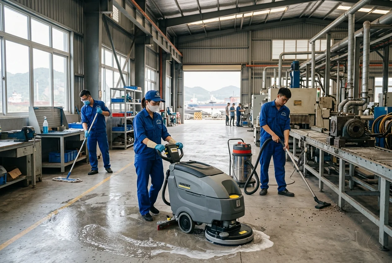 Vệ sinh công nghiệp Quảng Ninh - Hạ Long, Cẩm Phả, Uông Bí Dịch vụ vệ sinh công nghiệp phục vụ nhà máy và khu công nghiệp tại tỉnh Quảng Ninh