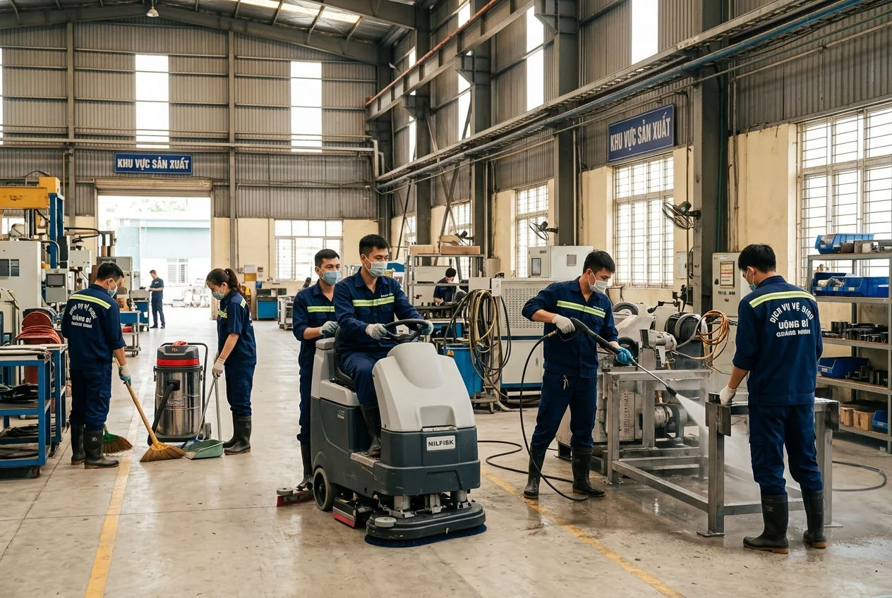 Dịch vụ vệ sinh công nghiệp Uông Bí