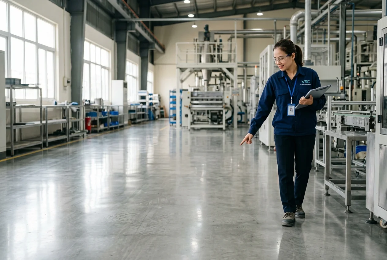 Nghiệm thu vệ sinh nhà xưởng Hạ Long Kiểm tra nghiệm thu vệ sinh nhà xưởng tại Hạ Long - sàn, máy móc, hệ thống thông gió