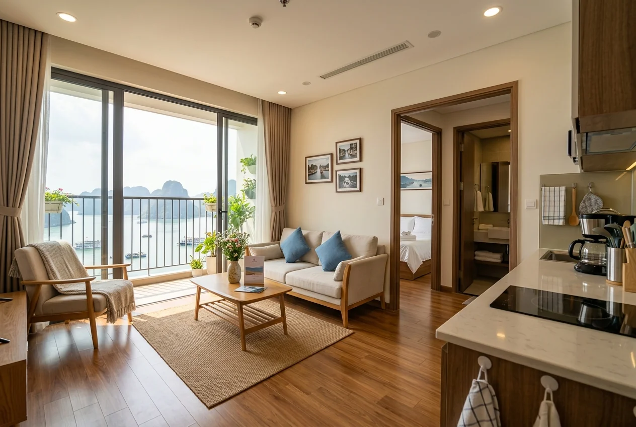Kết quả dọn nhà cho thuê Hạ Long Căn hộ cho thuê sạch sẽ gọn gàng sau khi dọn xong, sẵn sàng đón khách tiếp theo