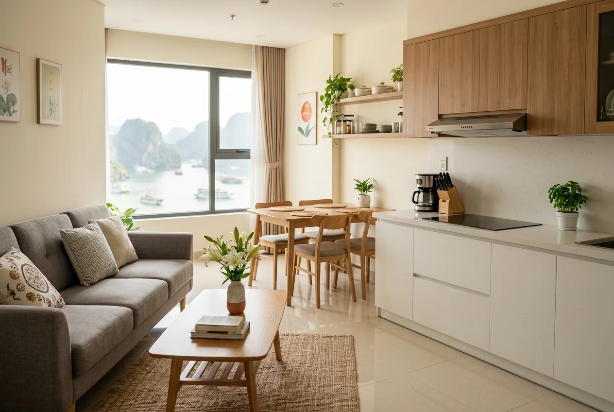 Vệ sinh sau xây dựng Hạ Long - trước bàn giao và khai trương Vệ sinh sau xây dựng tại Hạ Long - bụi xi măng, keo và vật liệu thừa trước bàn giao
